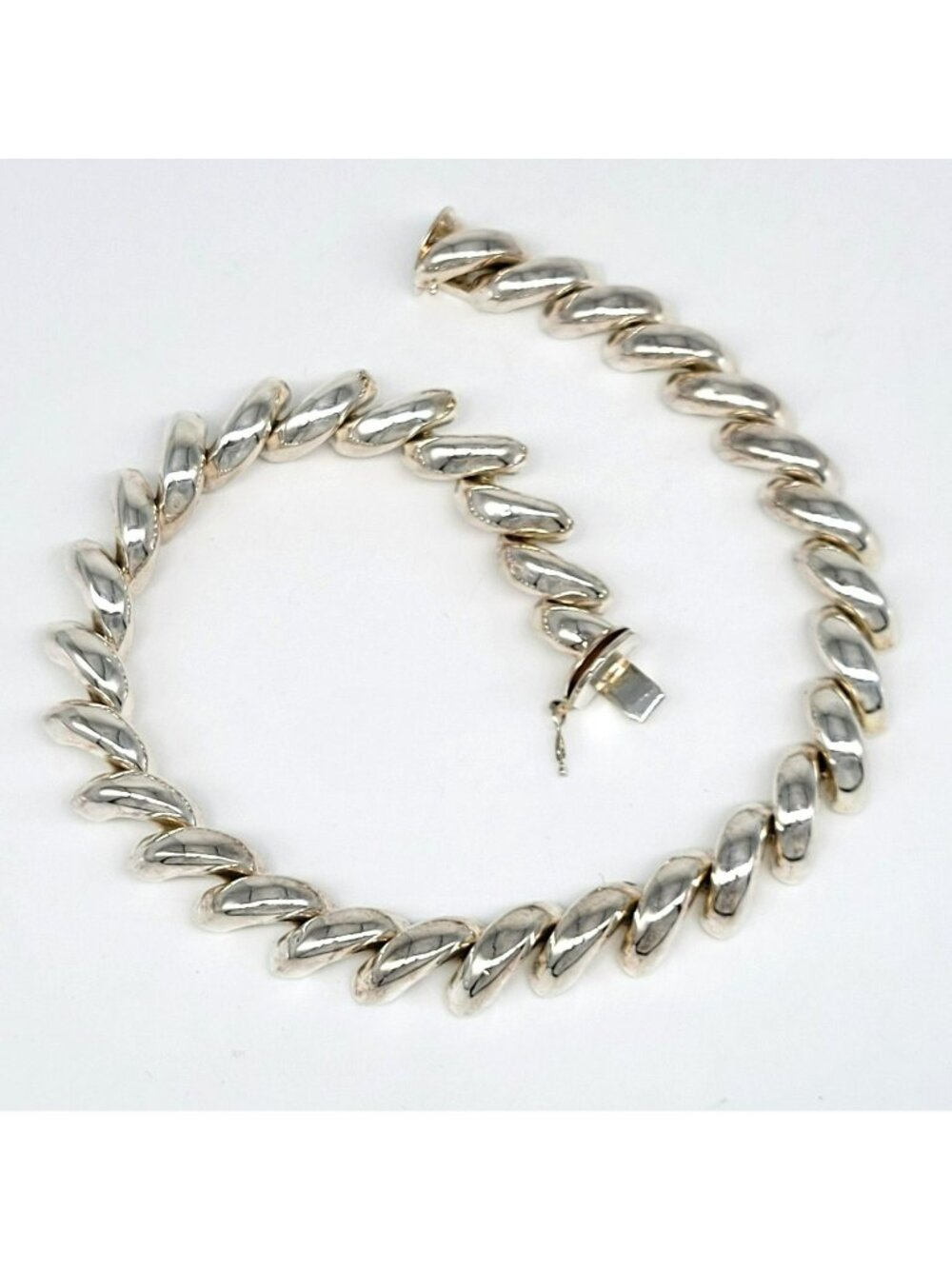 Vintage Sterling Silver Choker 16" San Marco Necklace 73.6g Box Clasp .925 Italy